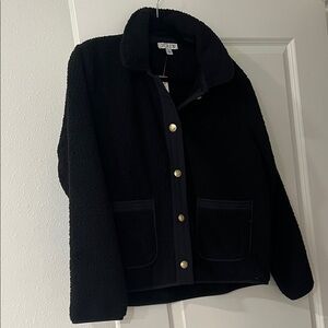 J. Crew Black Teddy Jacket with Gold Buttons